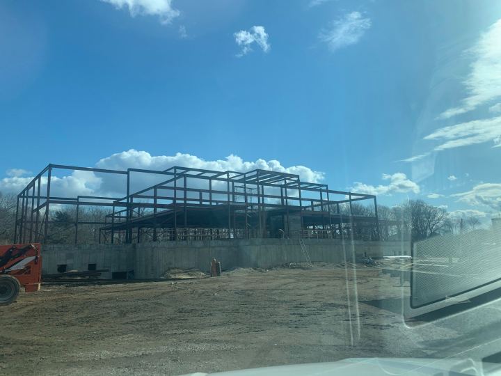 Panorama of a completed steel frame